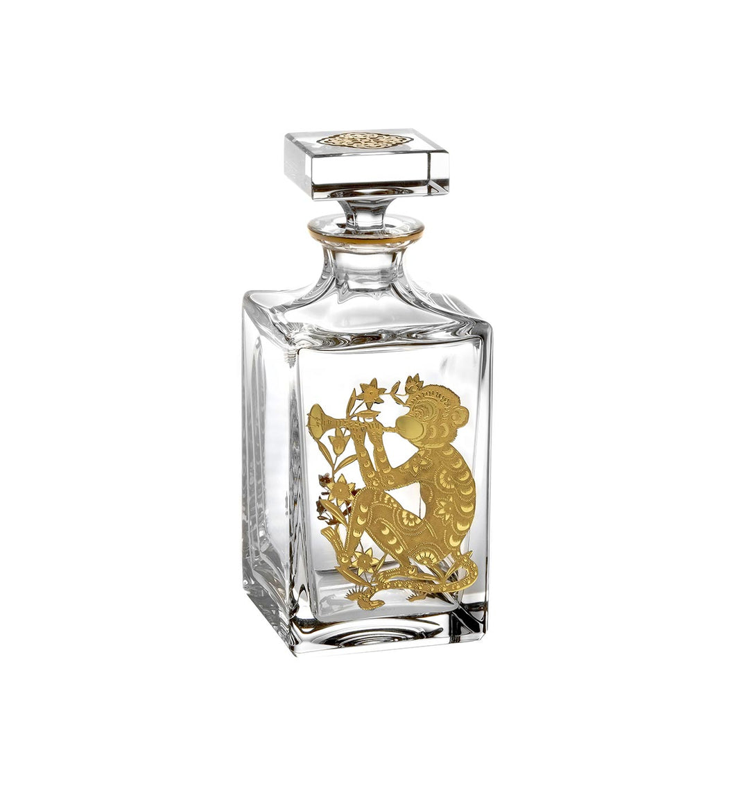 Golden Whiskey Decanter With Gold Monkey - DSLYF