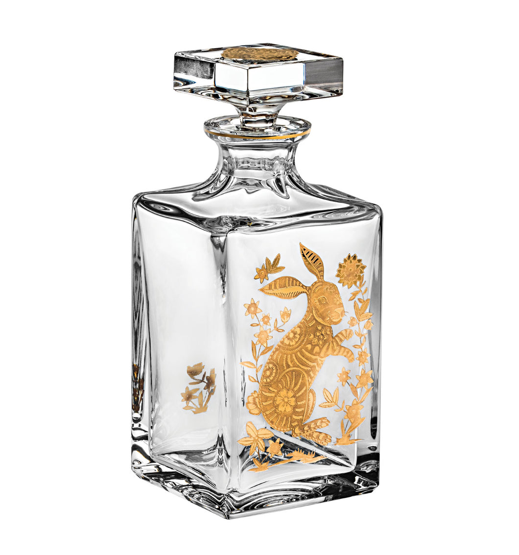 Golden Whiskey Decanter With Gold Rabbit - DSLYF