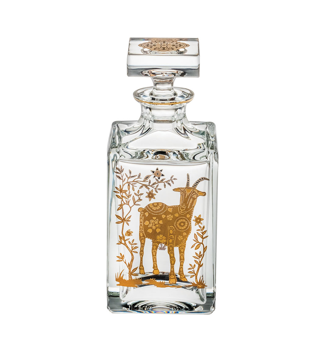 Golden Whiskey Decanter With Gold Sheep - DSLYF