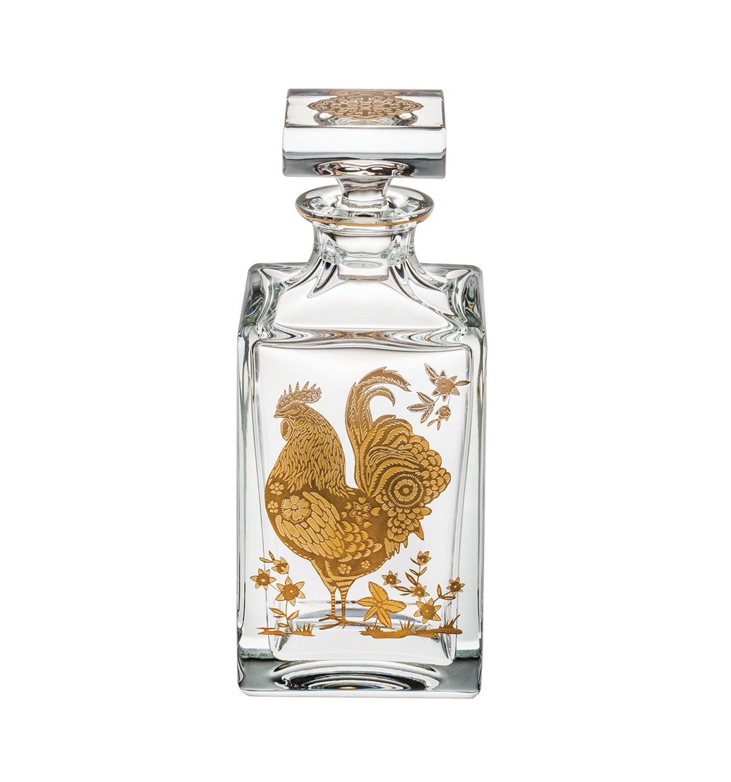 Golden Whiskey Decanter With Gold Rooster - DSLYF